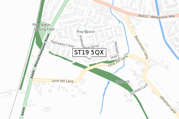 ST19 5QX map - large scale - OS Open Zoomstack (Ordnance Survey)