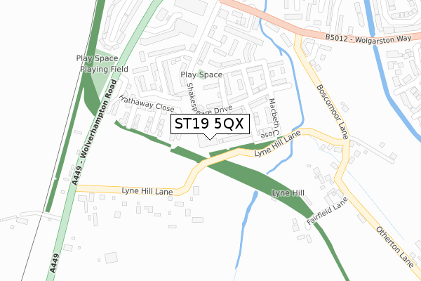 ST19 5QX map - large scale - OS Open Zoomstack (Ordnance Survey) ST19 5QX map - large scale - OS Open Zoomstack (Ordnance Survey)
