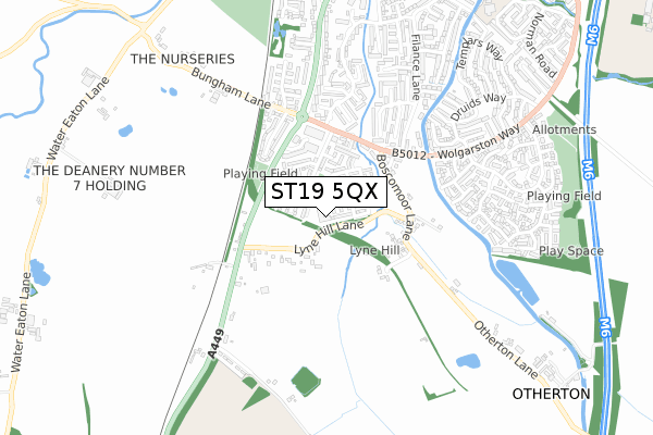 ST19 5QX map - small scale - OS Open Zoomstack (Ordnance Survey)