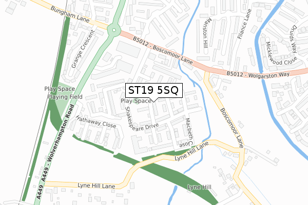 ST19 5SQ map - large scale - OS Open Zoomstack (Ordnance Survey) ST19 5SQ map - large scale - OS Open Zoomstack (Ordnance Survey)
