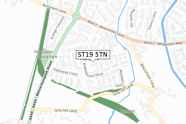 ST19 5TN map - large scale - OS Open Zoomstack (Ordnance Survey) ST19 5TN map - large scale - OS Open Zoomstack (Ordnance Survey)