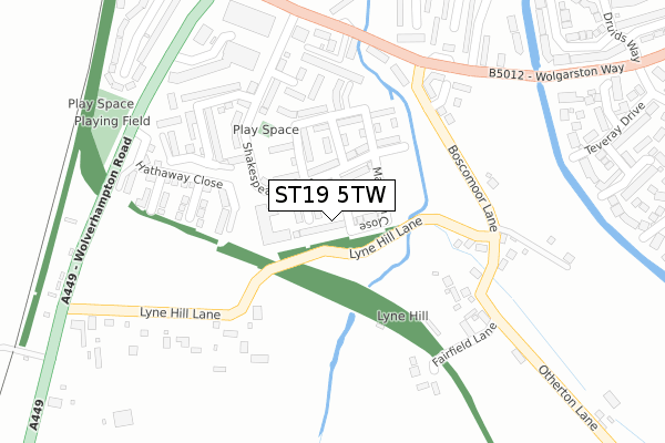 ST19 5TW map - large scale - OS Open Zoomstack (Ordnance Survey)