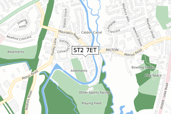 ST2 7ET map - large scale - OS Open Zoomstack (Ordnance Survey)