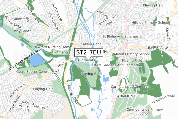 ST2 7EU map - small scale - OS Open Zoomstack (Ordnance Survey) ST2 7EU map - small scale - OS Open Zoomstack (Ordnance Survey)