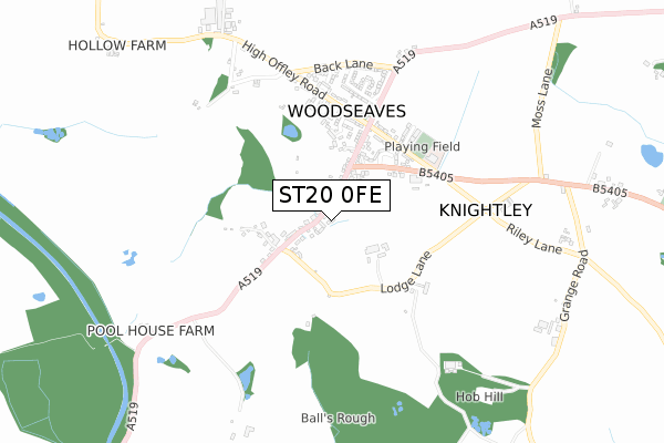 ST20 0FE map - small scale - OS Open Zoomstack (Ordnance Survey)
