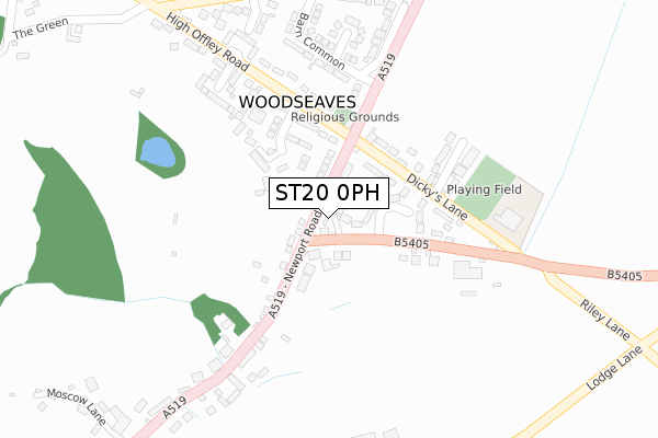 ST20 0PH map - large scale - OS Open Zoomstack (Ordnance Survey) ST20 0PH map - large scale - OS Open Zoomstack (Ordnance Survey)