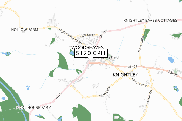 ST20 0PH map - small scale - OS Open Zoomstack (Ordnance Survey) ST20 0PH map - small scale - OS Open Zoomstack (Ordnance Survey)