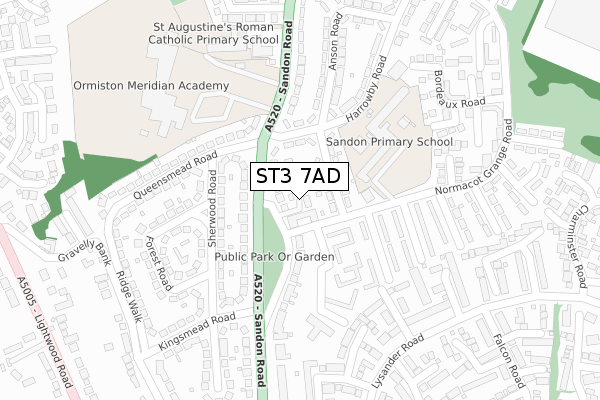 ST3 7AD map - large scale - OS Open Zoomstack (Ordnance Survey)