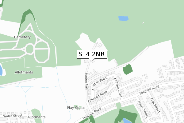 ST4 2NR map - large scale - OS Open Zoomstack (Ordnance Survey)