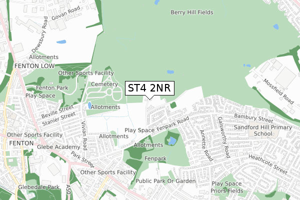 ST4 2NR map - small scale - OS Open Zoomstack (Ordnance Survey)