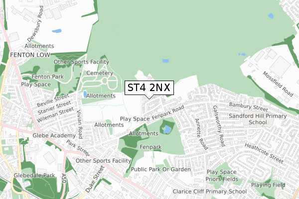 ST4 2NX map - small scale - OS Open Zoomstack (Ordnance Survey)