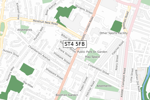 ST4 5FB map - large scale - OS Open Zoomstack (Ordnance Survey) ST4 5FB map - large scale - OS Open Zoomstack (Ordnance Survey)