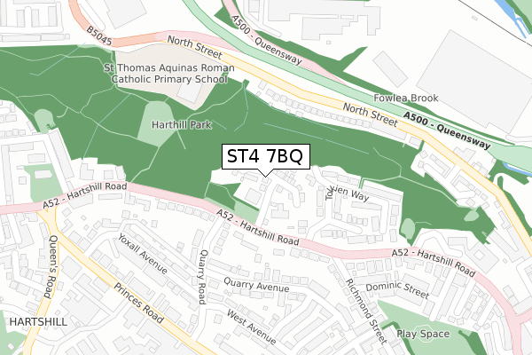 ST4 7BQ map - large scale - OS Open Zoomstack (Ordnance Survey)