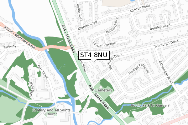 ST4 8NU map - large scale - OS Open Zoomstack (Ordnance Survey)