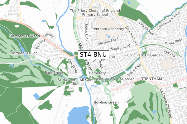 ST4 8NU map - small scale - OS Open Zoomstack (Ordnance Survey)