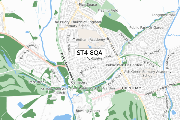 ST4 8QA map - small scale - OS Open Zoomstack (Ordnance Survey) ST4 8QA map - small scale - OS Open Zoomstack (Ordnance Survey)
