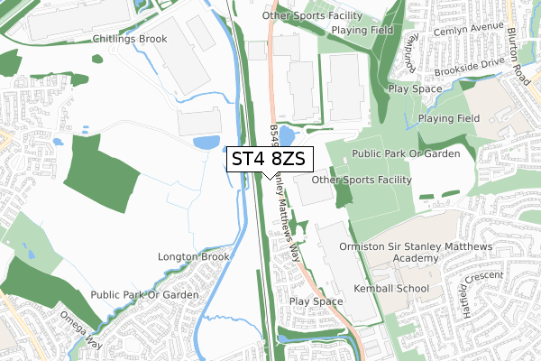 ST4 8ZS map - small scale - OS Open Zoomstack (Ordnance Survey) ST4 8ZS map - small scale - OS Open Zoomstack (Ordnance Survey)