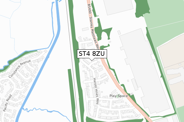 ST4 8ZU map - large scale - OS Open Zoomstack (Ordnance Survey) ST4 8ZU map - large scale - OS Open Zoomstack (Ordnance Survey)