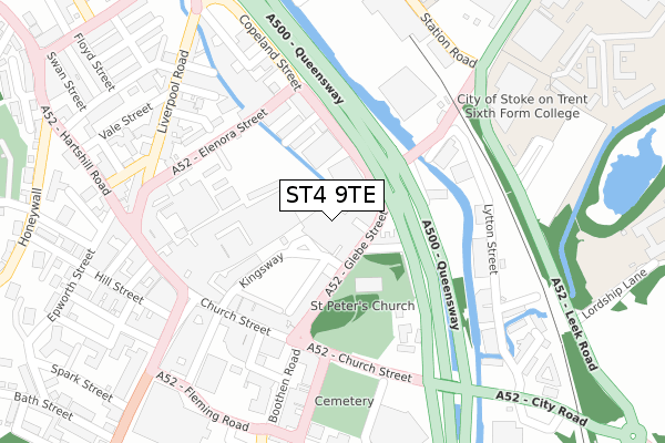 ST4 9TE map - large scale - OS Open Zoomstack (Ordnance Survey)