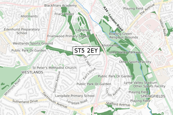 ST5 2EY map - small scale - OS Open Zoomstack (Ordnance Survey)