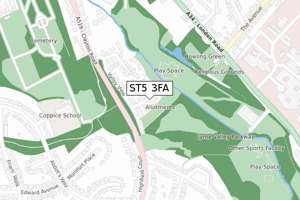 ST5 3FA map - large scale - OS Open Zoomstack (Ordnance Survey)