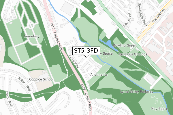ST5 3FD map - large scale - OS Open Zoomstack (Ordnance Survey)