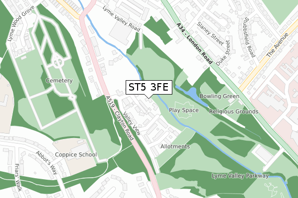 ST5 3FE map - large scale - OS Open Zoomstack (Ordnance Survey)