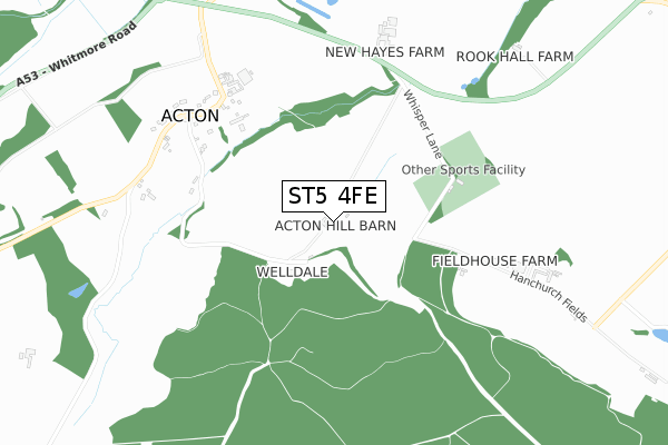 ST5 4FE map - small scale - OS Open Zoomstack (Ordnance Survey)