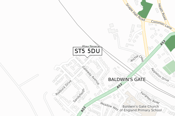 ST5 5DU map - large scale - OS Open Zoomstack (Ordnance Survey)