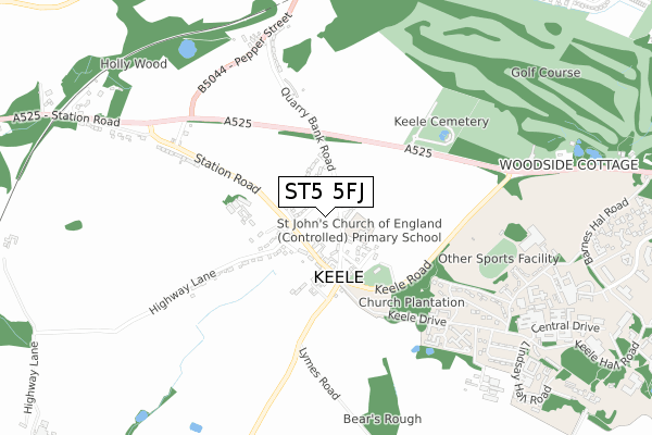 ST5 5FJ map - small scale - OS Open Zoomstack (Ordnance Survey)