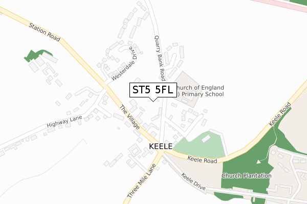 ST5 5FL map - large scale - OS Open Zoomstack (Ordnance Survey)