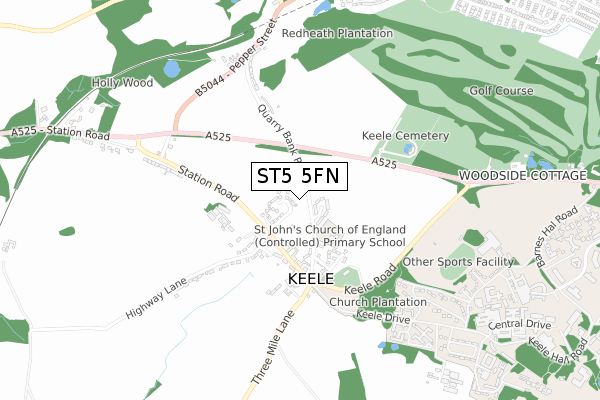 ST5 5FN map - small scale - OS Open Zoomstack (Ordnance Survey)