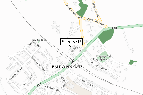 ST5 5FP map - large scale - OS Open Zoomstack (Ordnance Survey)