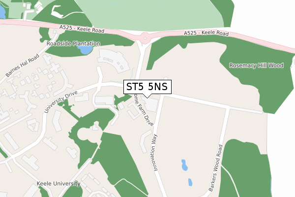 ST5 5NS map - large scale - OS Open Zoomstack (Ordnance Survey)