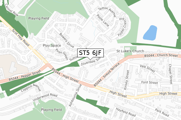 ST5 6JF map - large scale - OS Open Zoomstack (Ordnance Survey) ST5 6JF map - large scale - OS Open Zoomstack (Ordnance Survey)