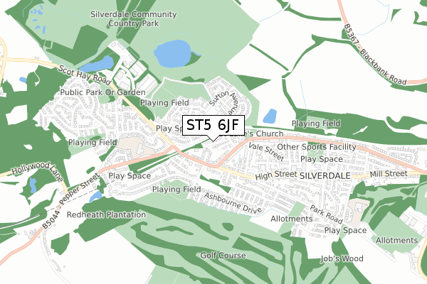 ST5 6JF map - small scale - OS Open Zoomstack (Ordnance Survey) ST5 6JF map - small scale - OS Open Zoomstack (Ordnance Survey)