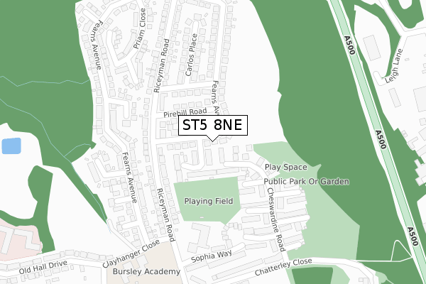 ST5 8NE map - large scale - OS Open Zoomstack (Ordnance Survey)