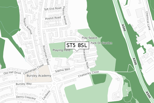 ST5 8SL map - large scale - OS Open Zoomstack (Ordnance Survey)