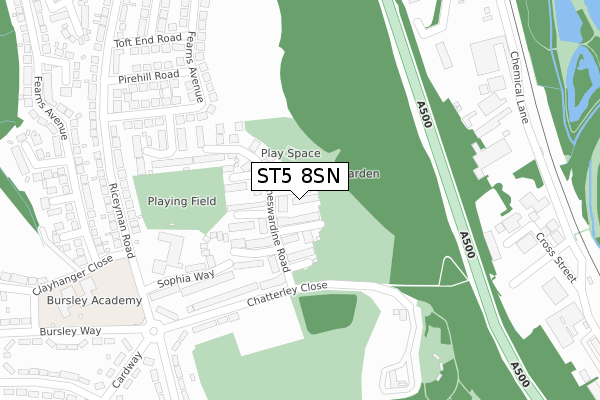 ST5 8SN map - large scale - OS Open Zoomstack (Ordnance Survey)