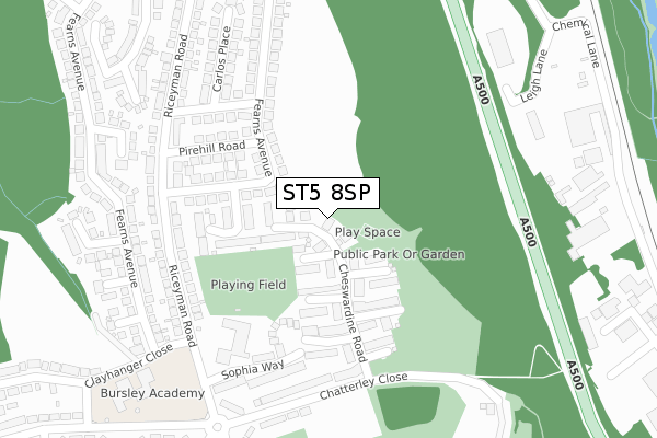 ST5 8SP map - large scale - OS Open Zoomstack (Ordnance Survey)