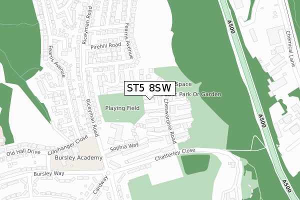 ST5 8SW map - large scale - OS Open Zoomstack (Ordnance Survey)