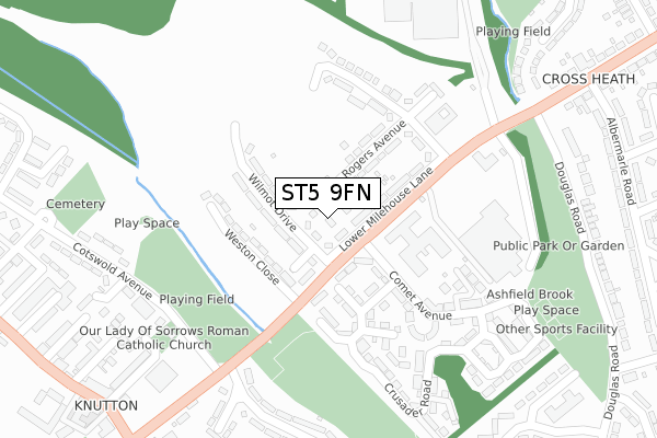 ST5 9FN map - large scale - OS Open Zoomstack (Ordnance Survey)