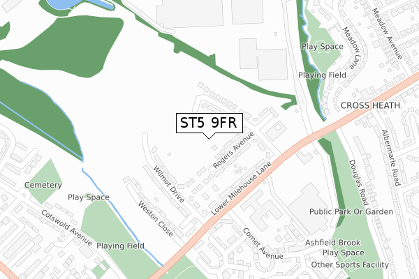 ST5 9FR map - large scale - OS Open Zoomstack (Ordnance Survey)