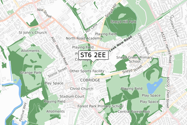 ST6 2EE map - small scale - OS Open Zoomstack (Ordnance Survey)