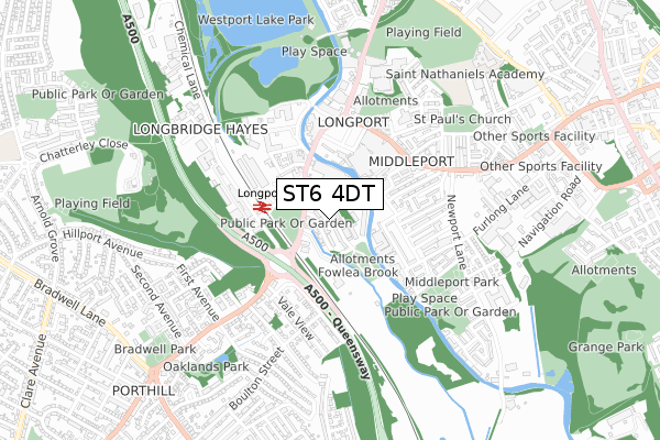 ST6 4DT map - small scale - OS Open Zoomstack (Ordnance Survey)