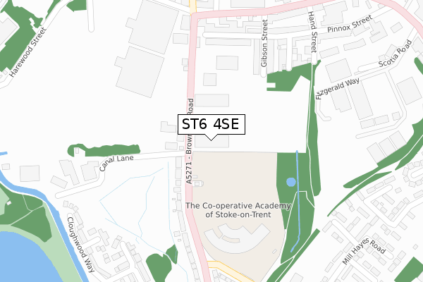 ST6 4SE map - large scale - OS Open Zoomstack (Ordnance Survey)