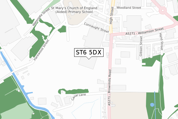 ST6 5DX map - large scale - OS Open Zoomstack (Ordnance Survey)