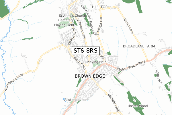 ST6 8RS map - small scale - OS Open Zoomstack (Ordnance Survey)
