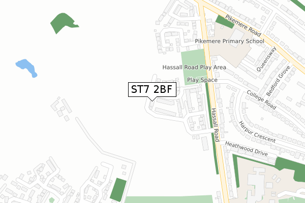 ST7 2BF map - large scale - OS Open Zoomstack (Ordnance Survey)
