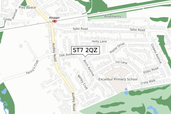ST7 2QZ map - large scale - OS Open Zoomstack (Ordnance Survey) ST7 2QZ map - large scale - OS Open Zoomstack (Ordnance Survey)